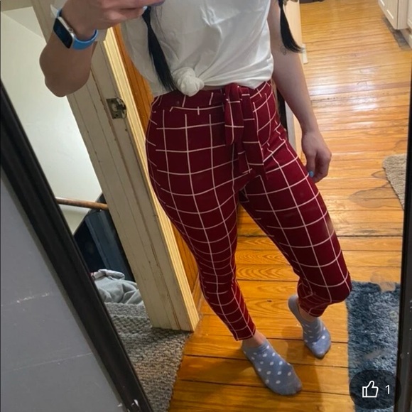 „🌸5/$25🌸NWOT Shein Plaid/ Grid Self Belted Pants Size large - Picture 10 of 16